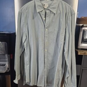 J. Crew Men's Blue Striped Casual Button-Down Shirt